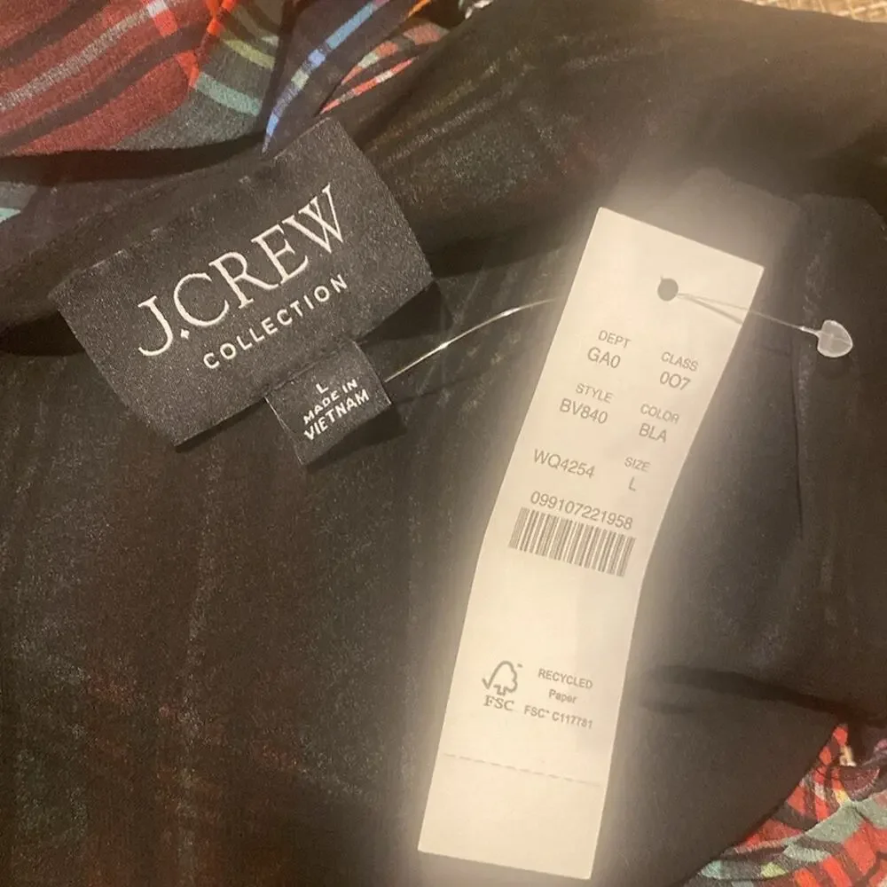 J. Crew tartan chiffon blend necktie Halter